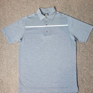 Footjoy Space Dye Block Lisle Self Collar Polo Men's Size S Blue Golf Shirt